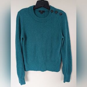 J. Crew Teal Green Crew Neck Button Pullover Sweater (SIZE SMALL